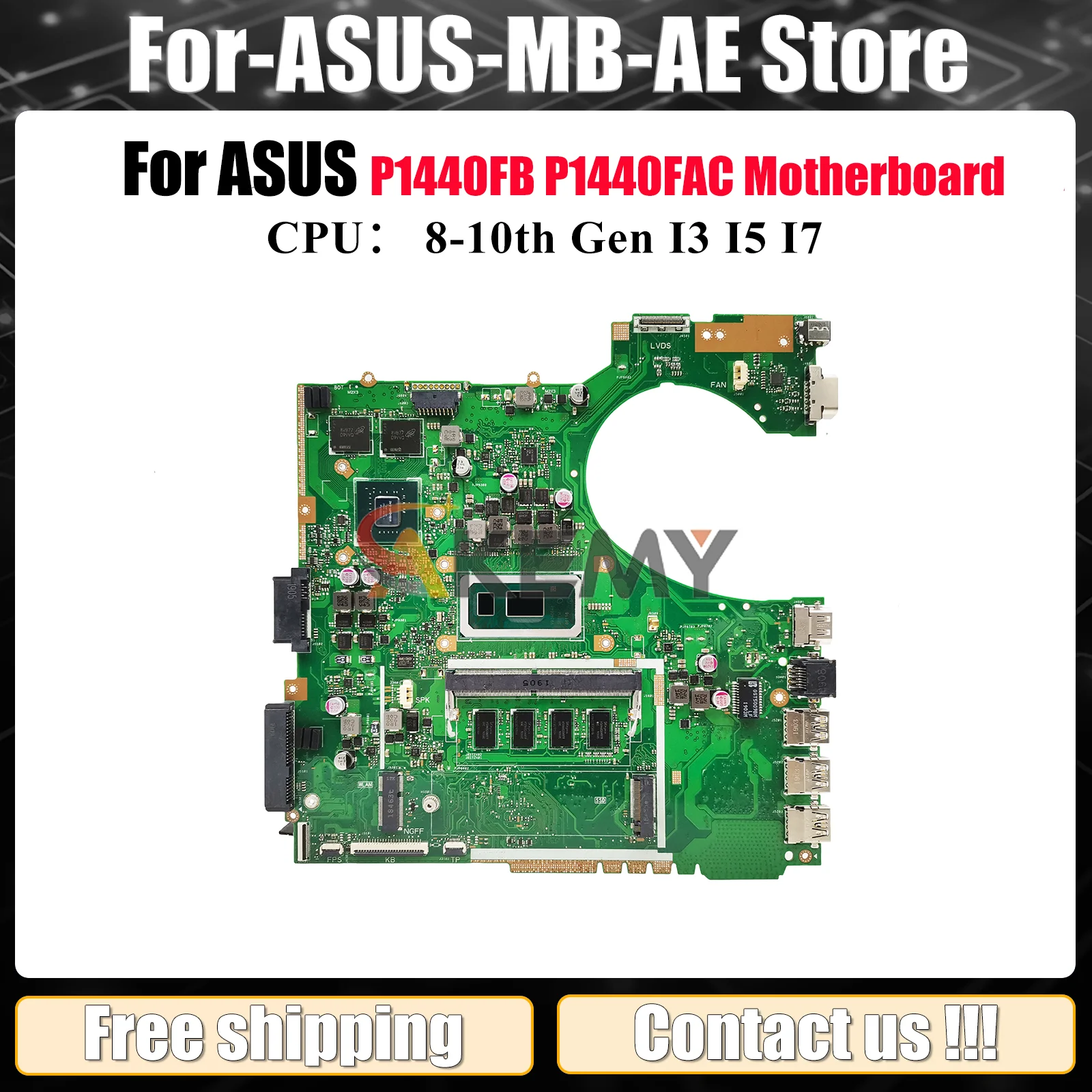 

P1440FB Laptop Motherboard For ASUS ProArt P1440F P1440FB P1440FAC Notebook Mainboard With I3 I5 I7 CPU 100% tests OK fast ship