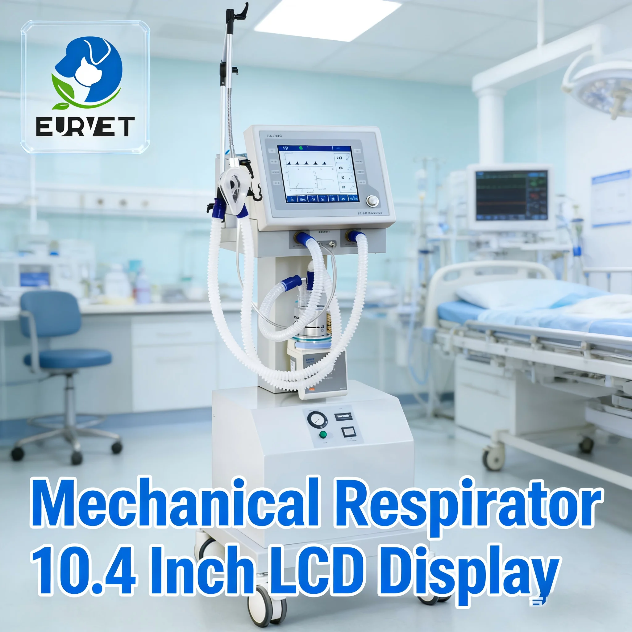 EURVET Veterinary Equipment Trolley Ventilator ICU Mechanical Ventilator Veterinary Respirator With 11 Ventilation Modes