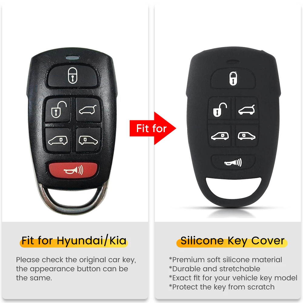 KEYYOU per Kia VQ 2006-2014 Sedona per Hyundai 6 pulsanti telecomando in Silicone Smart Key Case Cover Fob