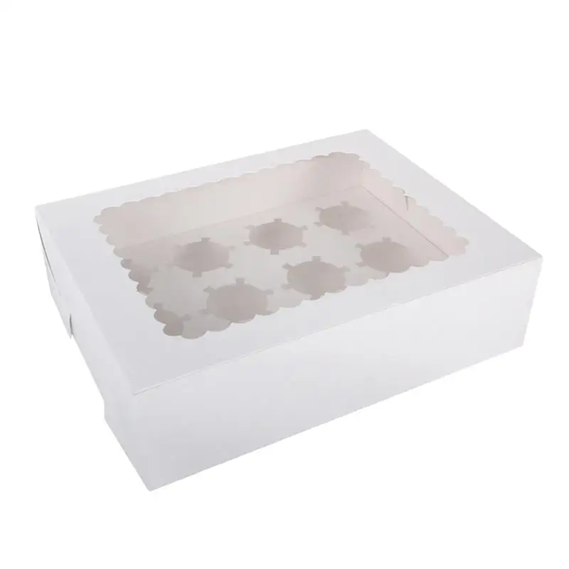 

1pc Cupcake Boxes 12 Holes Cake Box With Clear Window Cake Holder For Holidays Weddings Baby Shower Birthdays Party Supplies