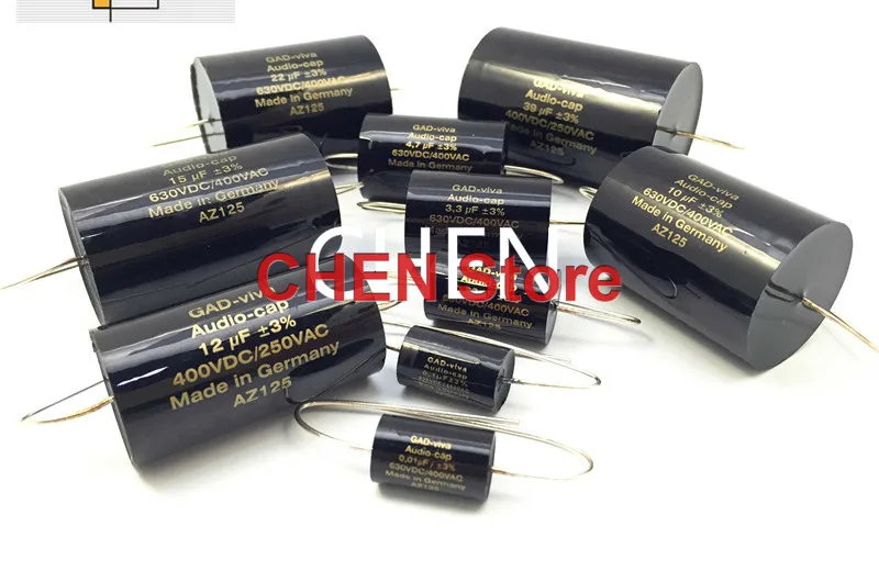 2 pces original alemanha gad-viva mkp 3% 400v 12uf 15uf 18uf 22uf 30uf 33uf 39uf 47uf 100uf gad folha de zinco capacitor de frequência de áudio