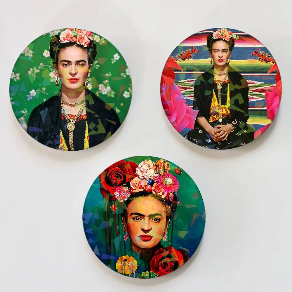 Art F-Frida K-Kahlo Round Badge for Backpack Accessories Laser Lapel Pins Jewelry Gifts