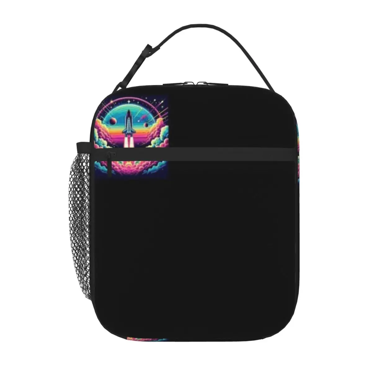 Bestselling Space Shuttle Launch Retro Cosmic Adventure Minimal Chic Insulated Tote Daily Snack Storage Neoprene Lunch Bag