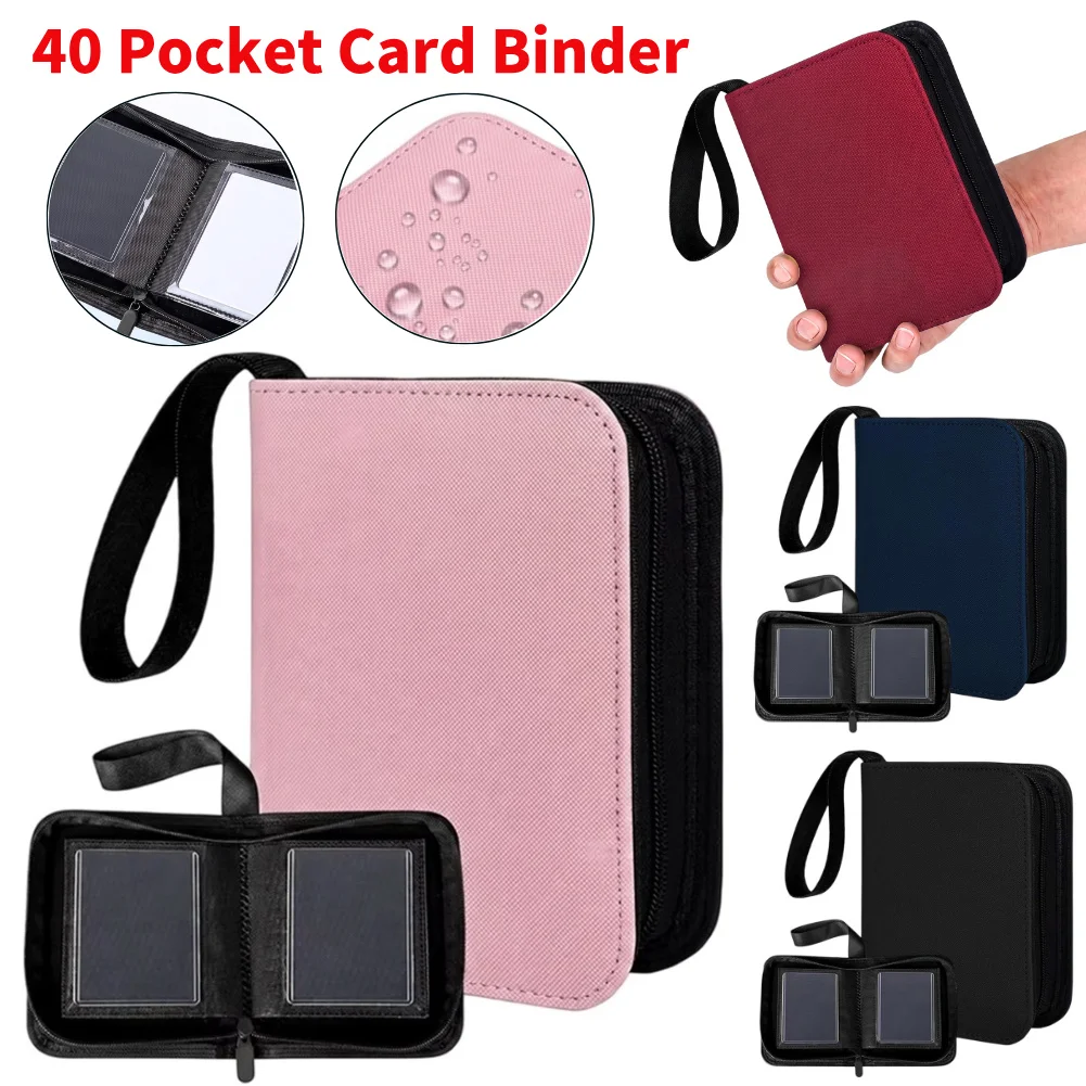 40 Pocket Zipper Card Binder with Diamond Pattern PU Leather Cover Durable Card Album for Sports Game Trading Card Photocard