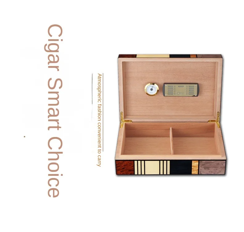 Cedar Wood Cigar Moisturizer Home Office Large Capacity Cigar Box with Humidifier Cigarette Case