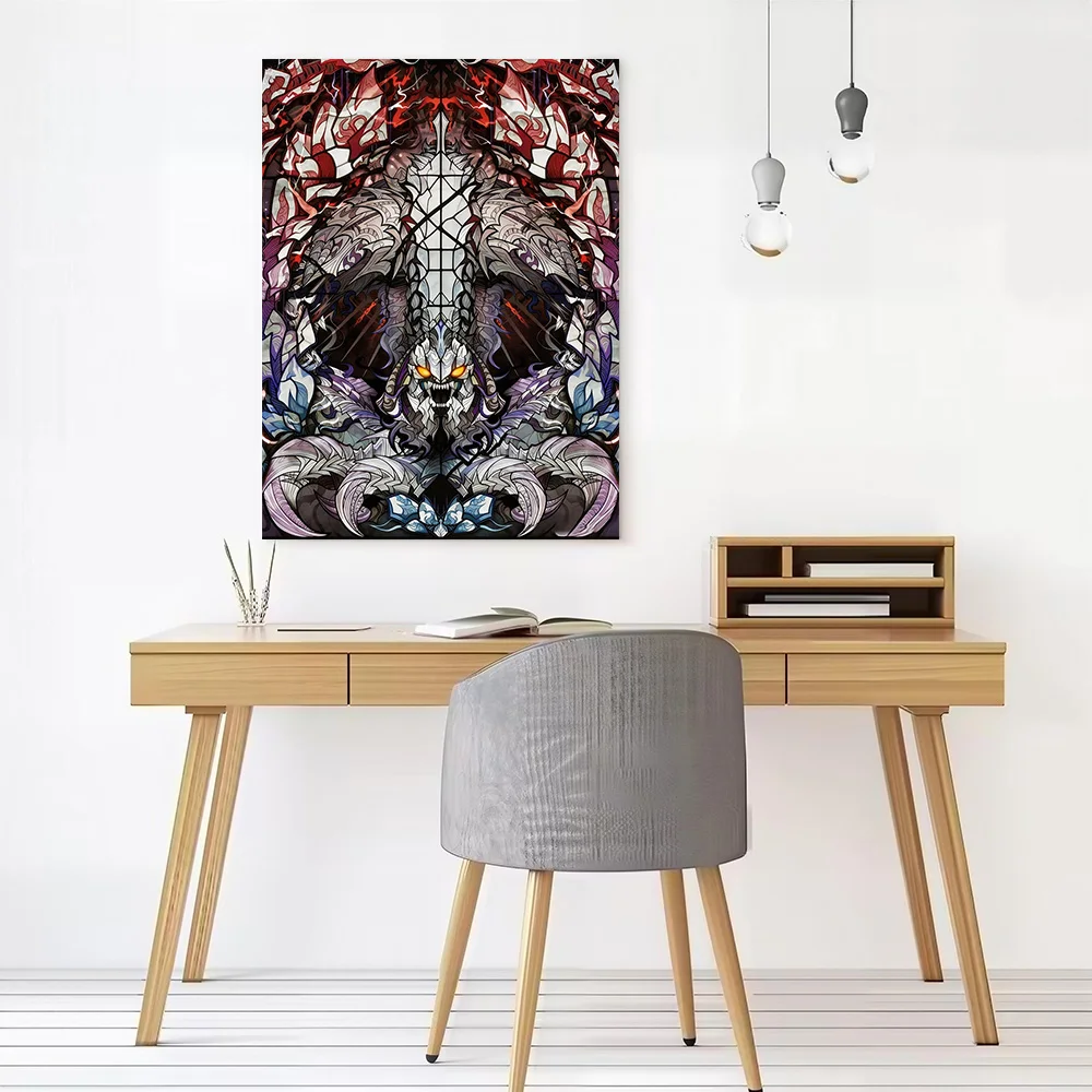 Demonic Monster Stained Glass Art Poster Canvas Wall Art Custom Photo Print Modern Painting for Fans Living Room Decoration Home