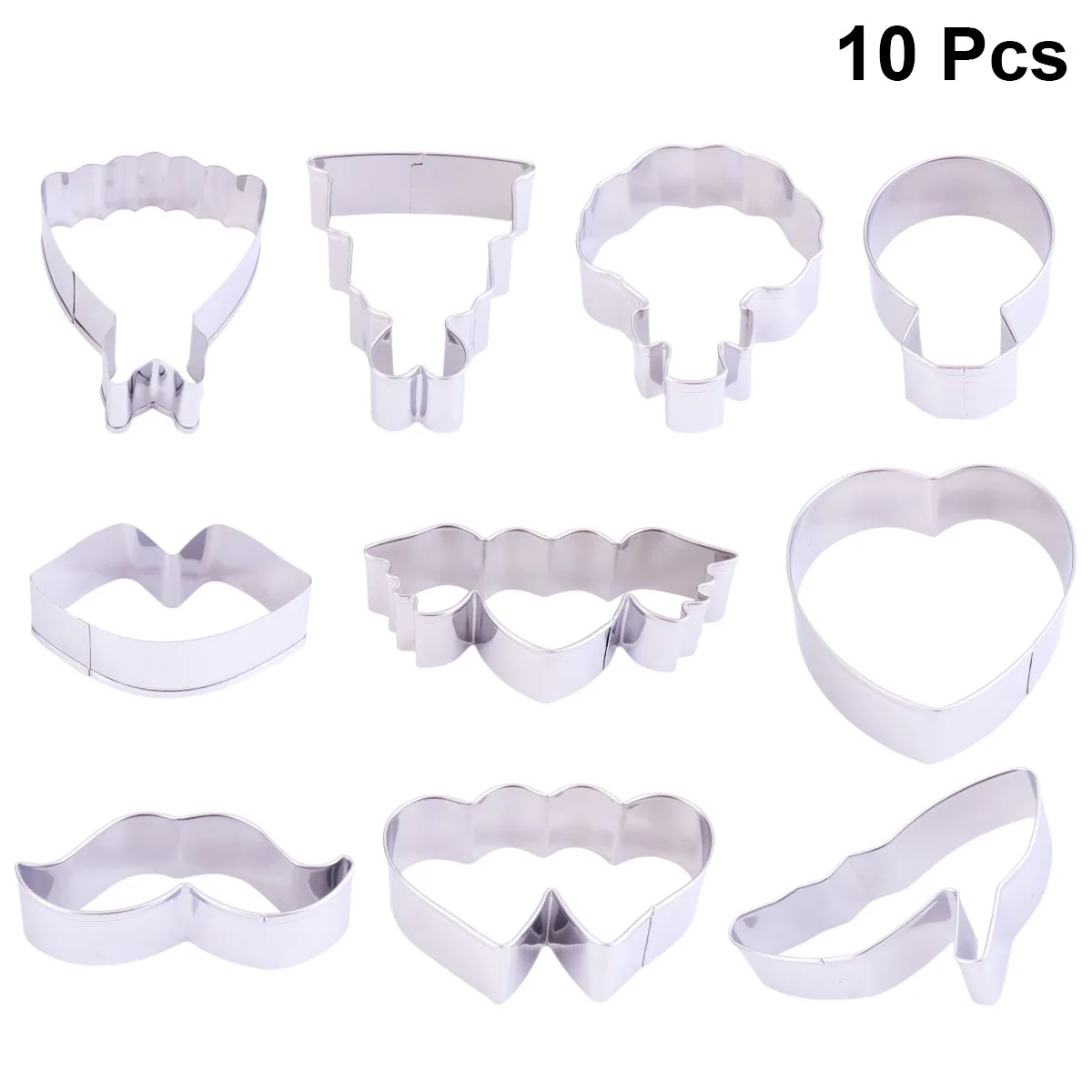 

10 Pcs Diy Biscuits Mold Molds Stainless Steel Baking Cake Fondant Bride DIY Shapes Valentines Wedding Party