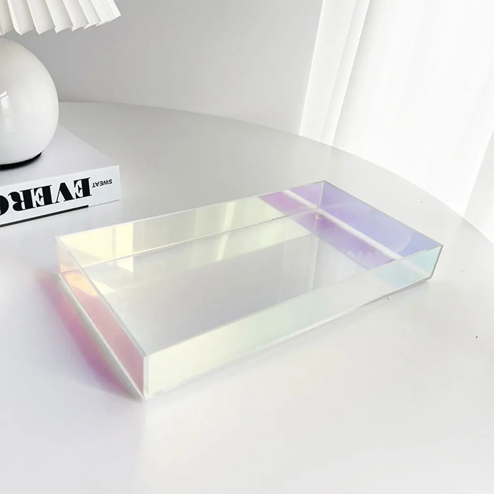Colorful Transparent Acrylic Tray Cosmetic Storage Space-saving Plastic Practical Dining Table Ornaments