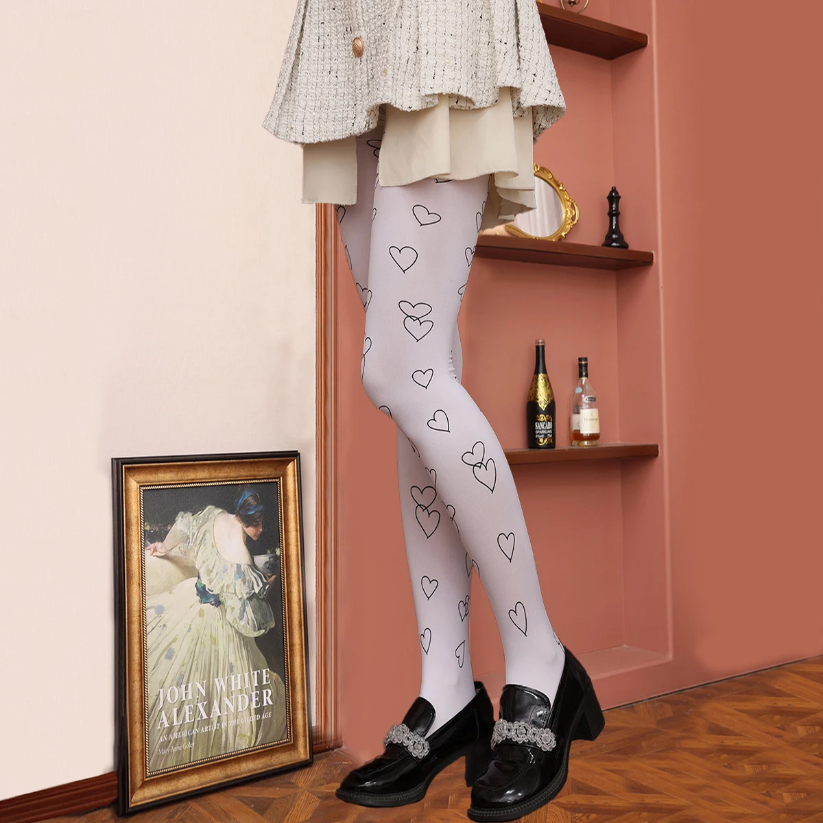 Cute Sweet Lolita Style Love Print Pantyhose Simplicity Comfortable Velvet Women Slim-Fit Anti-Hook Sexy Tights