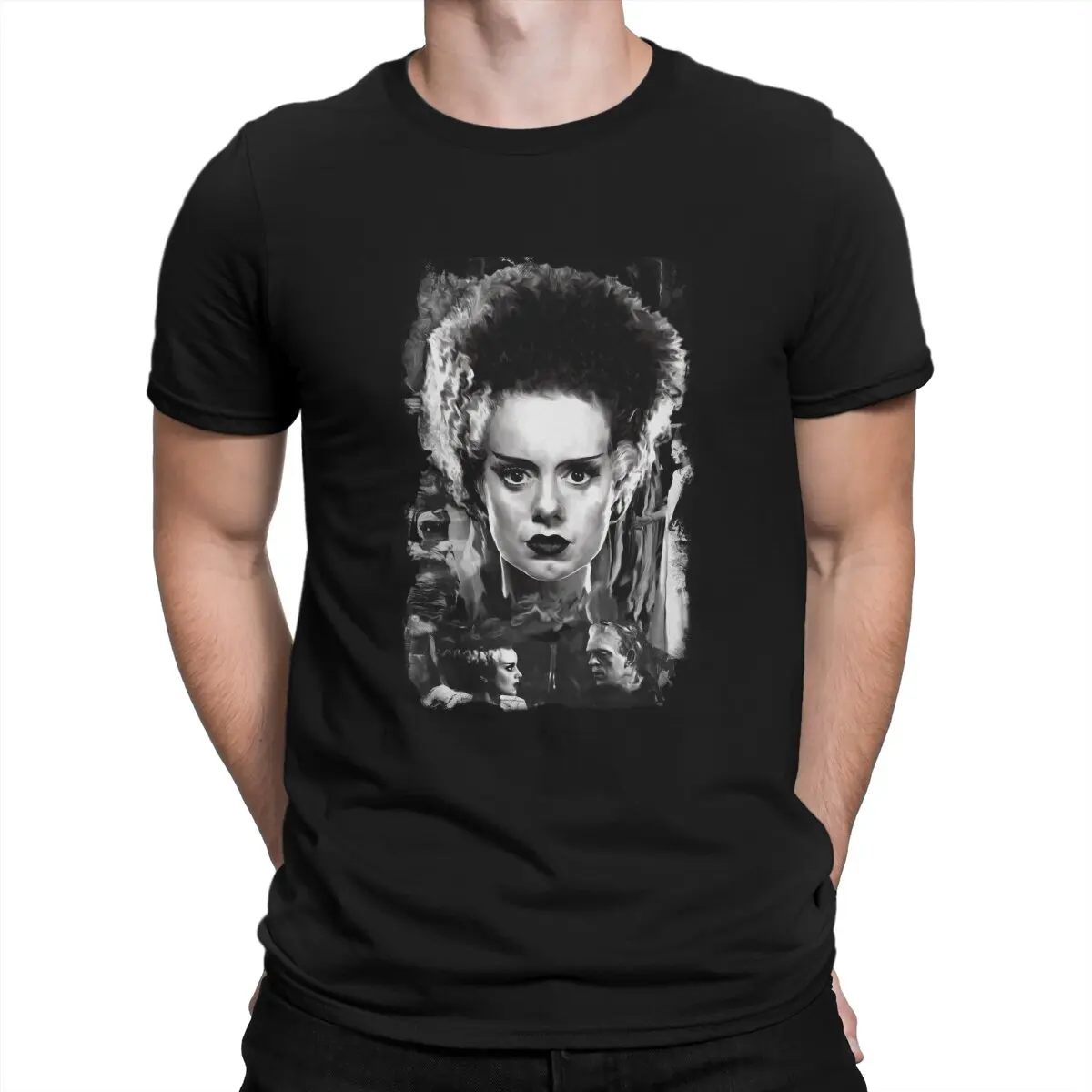 T-shirt à col rond pour homme, film d'horreur, maison de Frankenstein, la mariée est toujours en vie, personnalisé, anniversaire