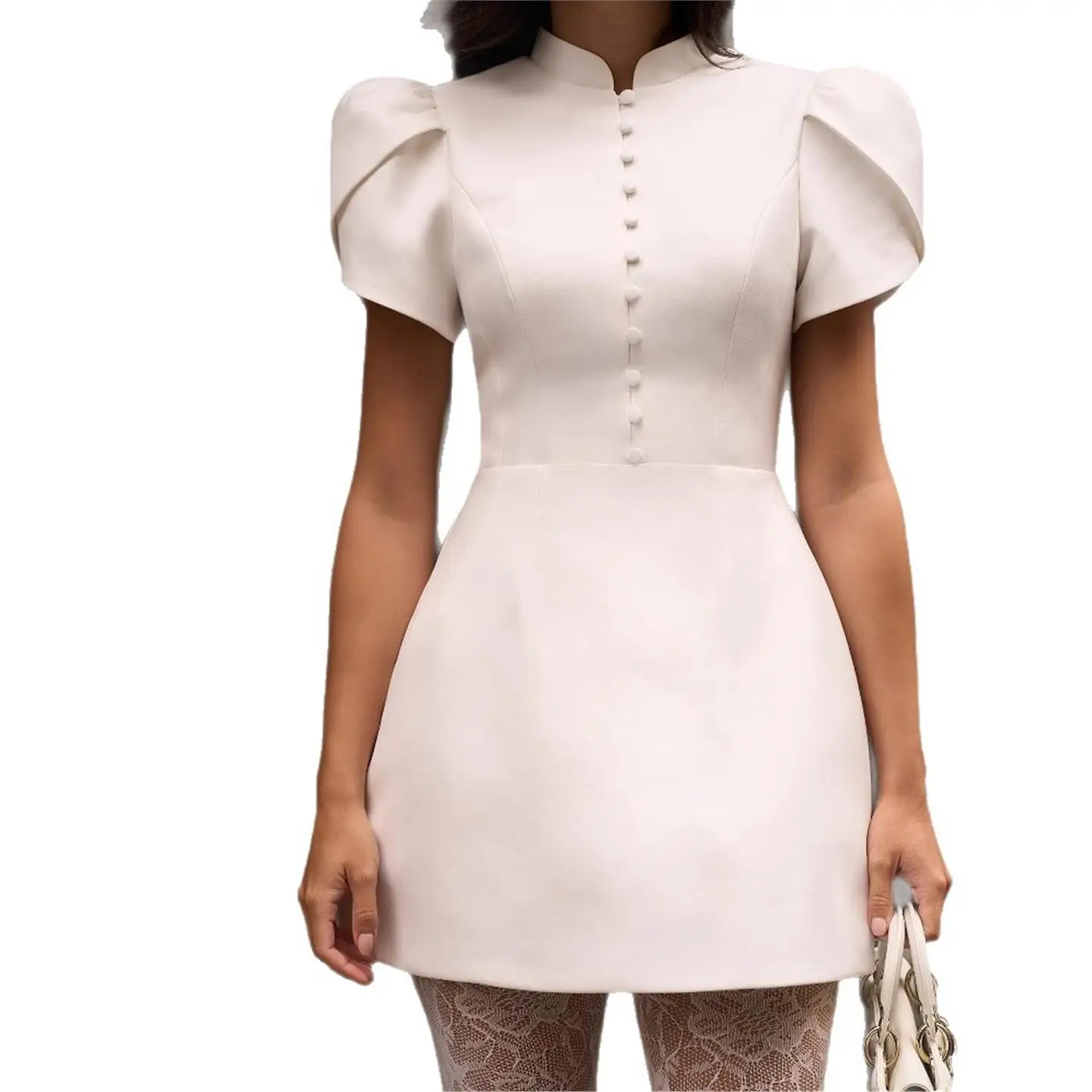 Faionable A-Line ort Skirt Bubble Sve Gown Ladylike Sle High Waist Vintage Fit Women's Dr Ciwalk Summer 2025