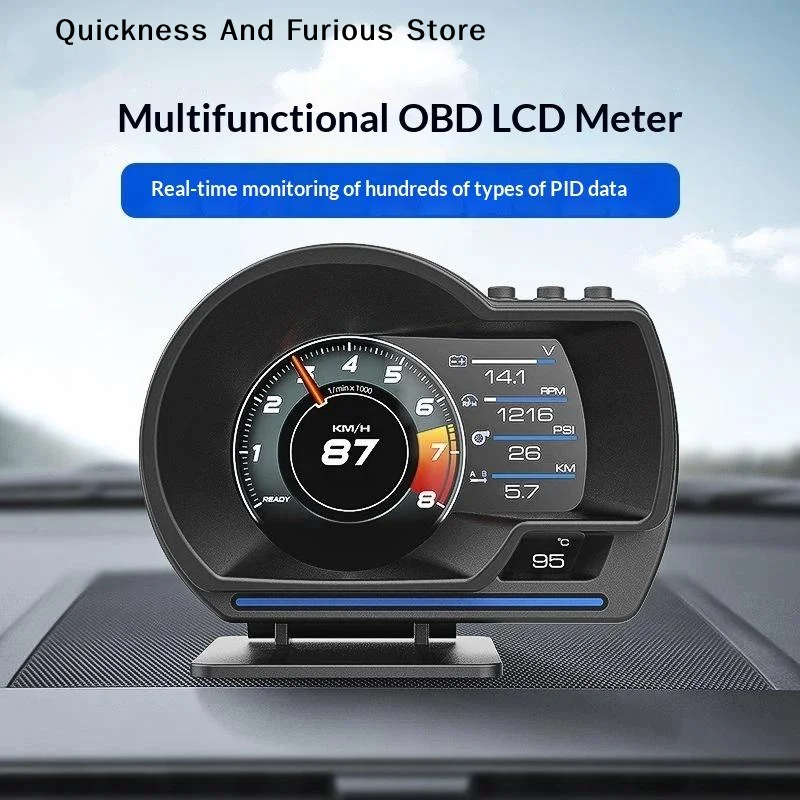 Universal OBD2&GPS Double Systems Meter Speedometer Head Up Display Muti-function Gauge Water Temp Turbo Car Accessories HUD P6