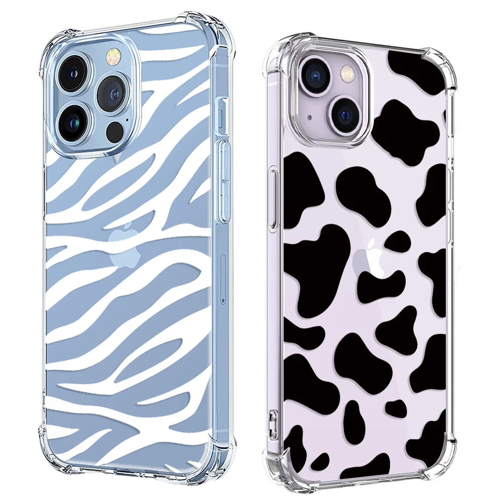 Simple Line Zebra Cow Pattern Phone Case For Samsung Galaxy A13 A23 A33 A53 A73 A14 A24 A34 A54 Shockproof Soft Clear TPU Cover