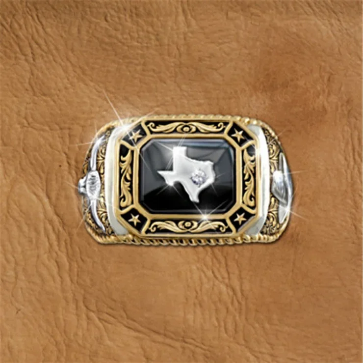 Wish Brand New Texas Map Pendant Rings Lone Star Cowboy Spirit Design Trendy Jewelry Accessories Men Women