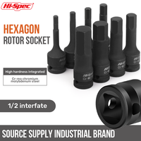 Hi-Spec 1/2 Impact Screwdriver Hex Bit Socket Heavy Duty Electric Wrench Drill Adapter H5 to H19 Cr-Mo Hand Tool for Auto Repair