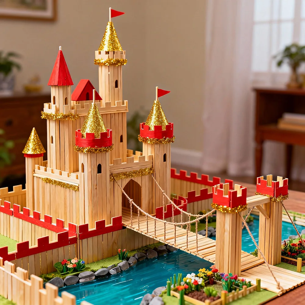 ไม้แท่งสำหรับงาน DIY 50/100 ชิ้น วัสดุก่อสร้างบ้านจำลอง ไม้ธรรมชาติ สำหรับงานฝีมือและเครื่องมือคนผสม