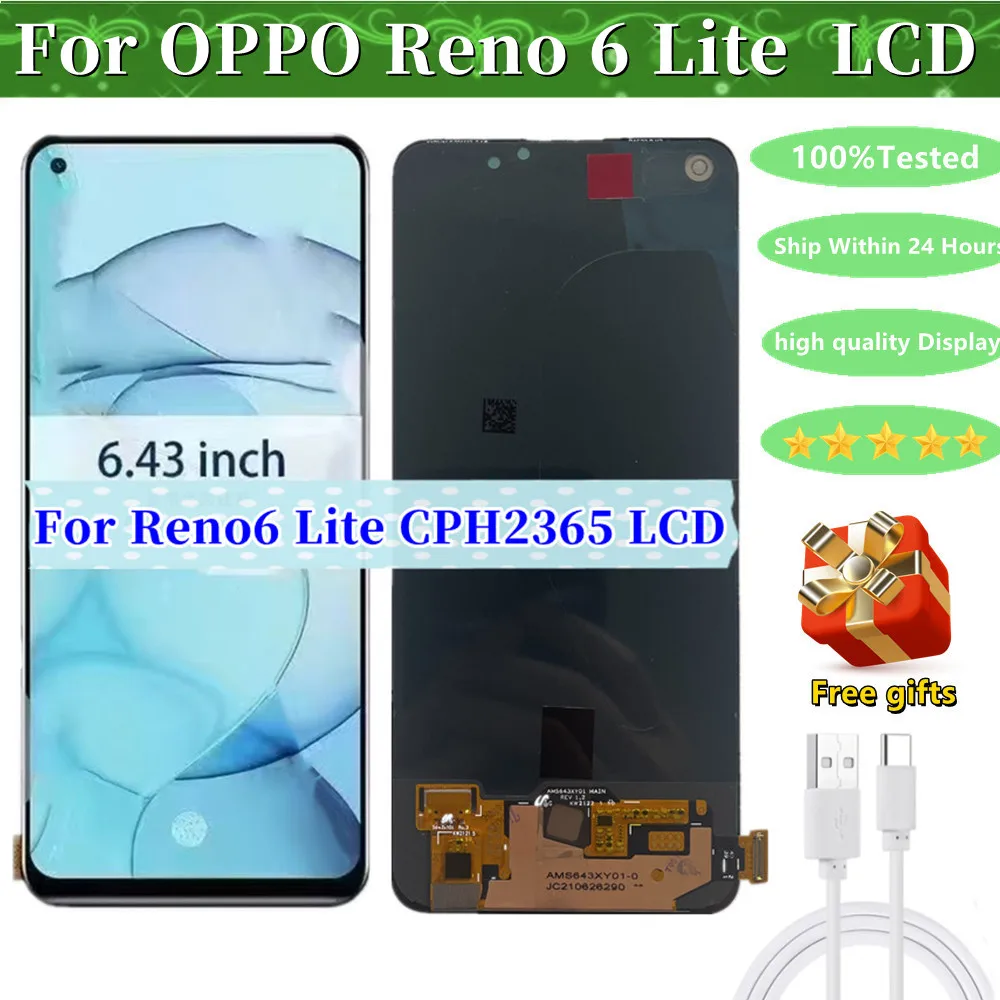 new-tested-643''oled-for-oppo-reno6-lite-lcd-touch-screen-display-for-oppo-reno-6-lite-cph2365-assembly-display