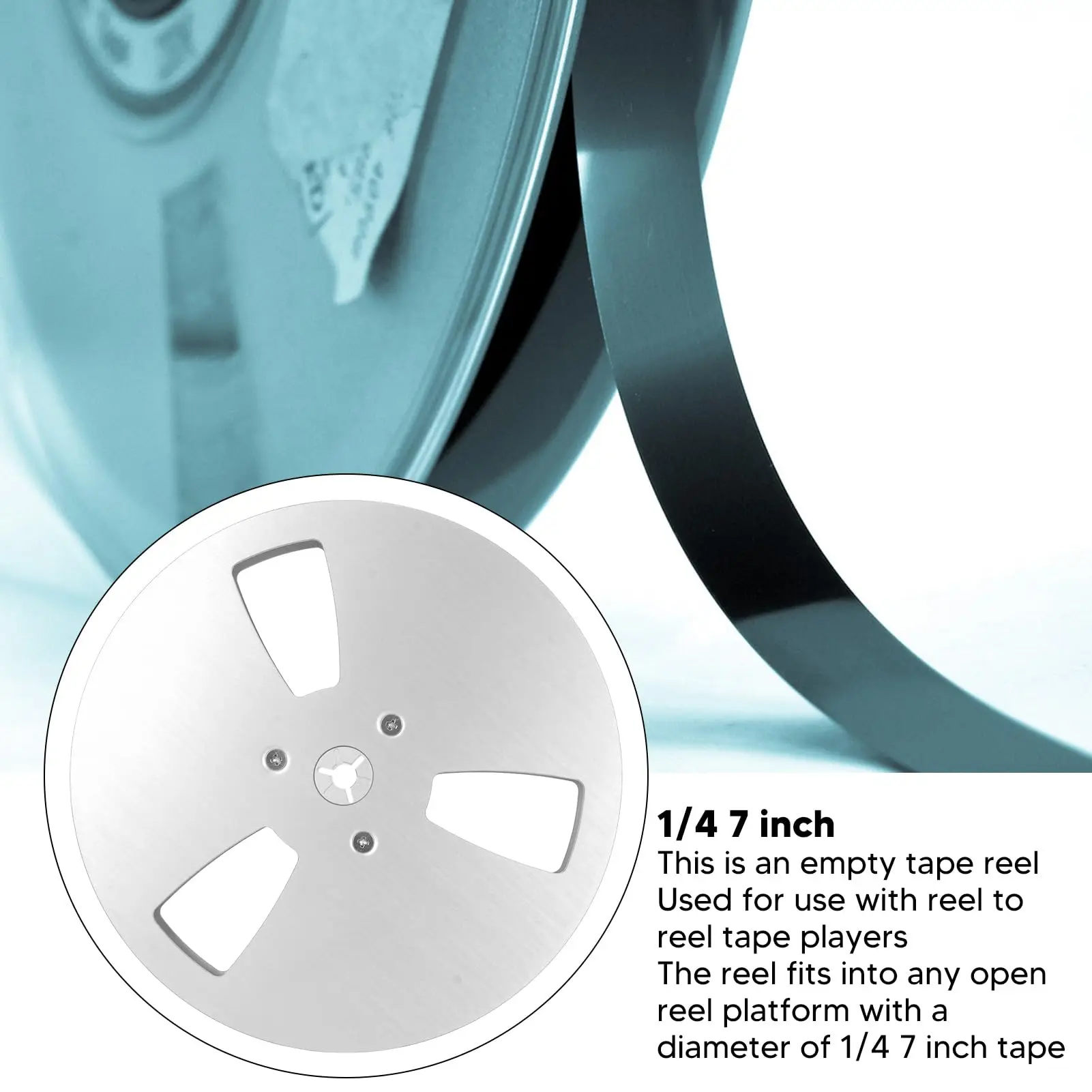 1/4 7 Inch Takeup Reel, Aluminum Alloy Open Reel Audio Tape Empty Reel with 3 Hole Wind Holes, for Reel to Reel Tape Players Rec