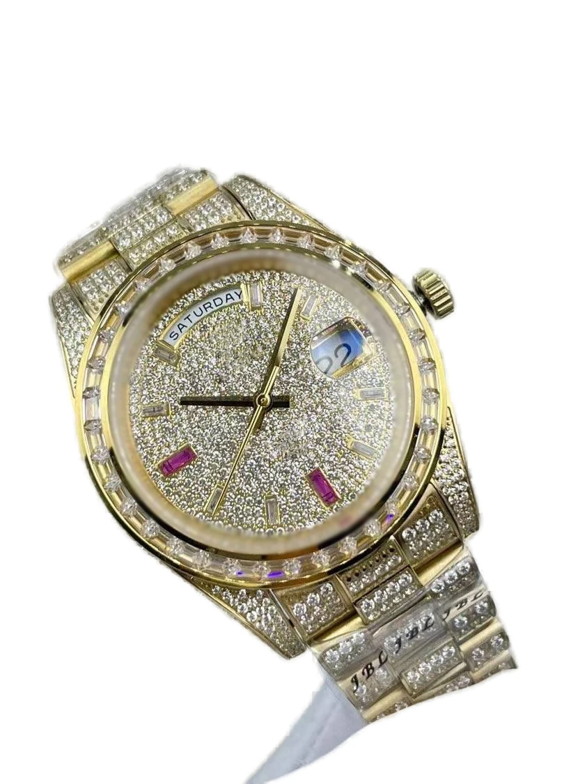 41mm Men's Starry Diamond Watch, Waterproof, Precision Steel Strap