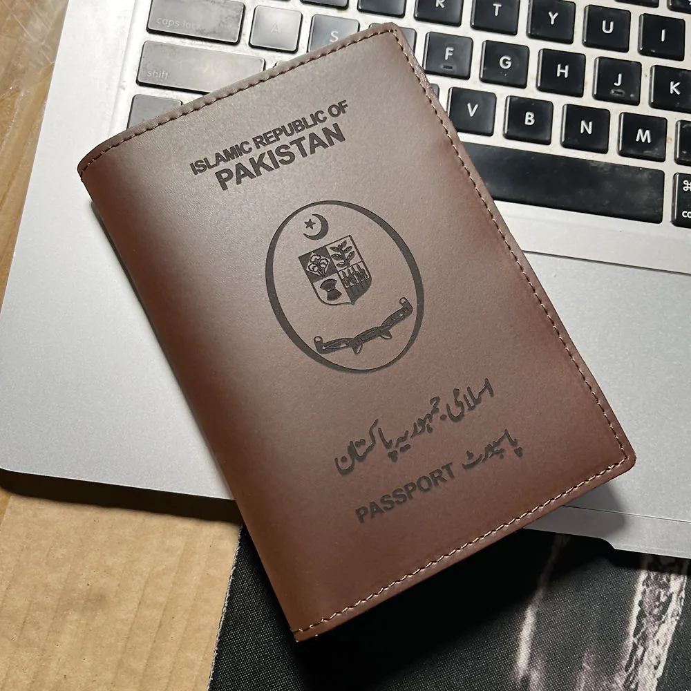 

Handmade Islamic Republic of Pakistan Passport Cover Customized Genuine Leather Passport Holder Pakistan