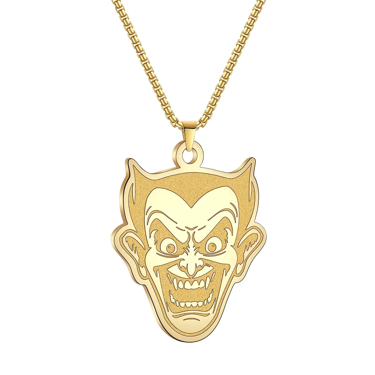 Gothic stainless steel Grumpy Man face Necklace for Man's Vintage Jewelry Pendant Necklace