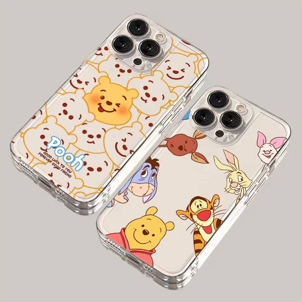 Cartoon Winnie the Poohs Phone Case For Samsung S24 S23 S22 S21 S20 S10 FE Note20 Note10 Plus Ultra Lite 5G Clear Soft TPU Cover