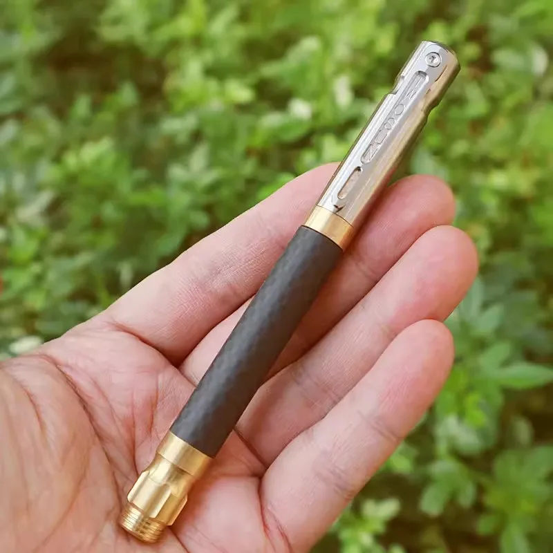 

1PC Brass Carbon fiber EDC Pen With Writing Multi-functional Portable Tools Pen Ball Point Pen Gift