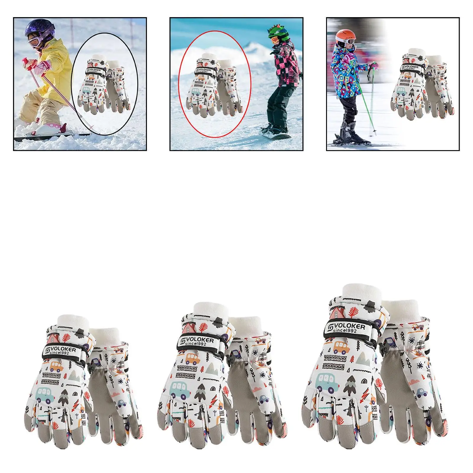 

Children's Ski Gloves, Winter Gloves, Cold Weather Gift, Snowboard Gloves, Ski Gloves for Running, Bike, Snow Sports