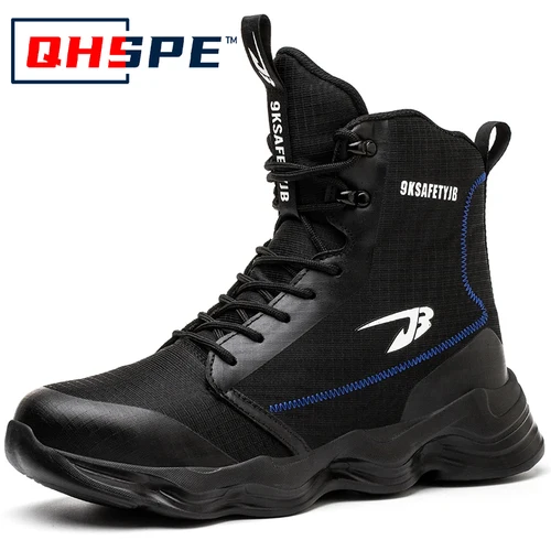 Imagen 2 del producto Zapatos de seguridad para hombre, botas altas, zapatillas de trabajo con puntera de acero, botas de trabajo antigolpes a prueba de perforaciones, zapatos indestructibles, novedad de 2024