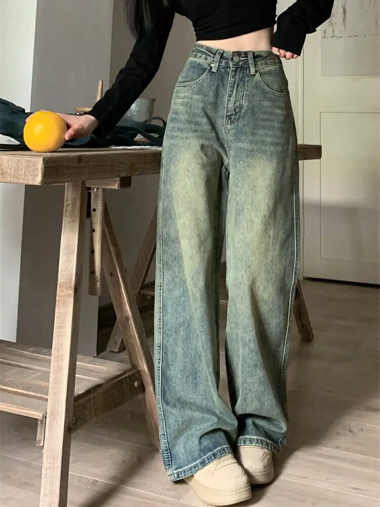 

High Waist Wide Leg Jeans Women's Light Blue Casual Straight Loose Fitting Floor Length Trousers Spring 2026 New Style