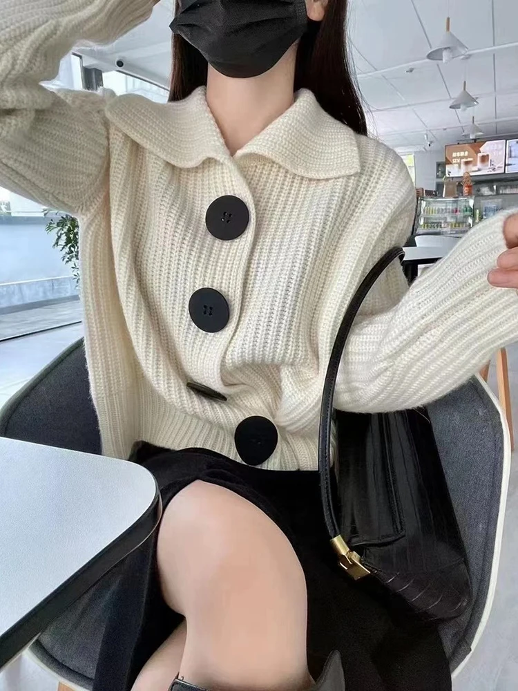 Loose Thick Women Cardigans Large Button Sweater Cardigan Knitted Sweater Autumn Winter Long Sleeve Tops jacket for Woman