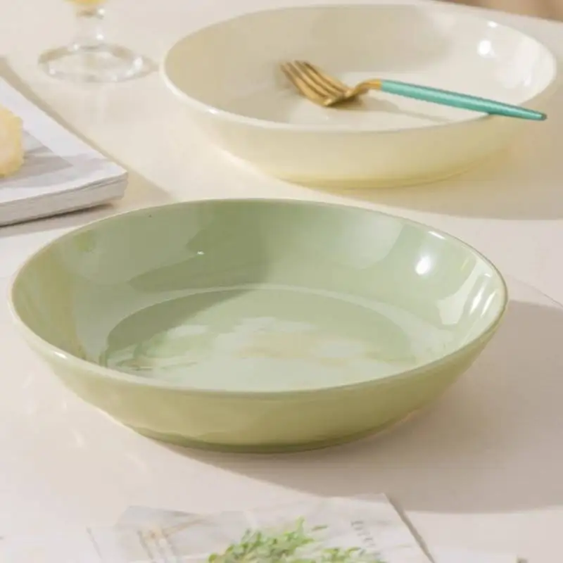 Nordic Green Dinner Set Plates European Party Italian Designer Plates Dinner Sets Ceramic Round Vaisselle Cuisine Kitchen Dishes view 4