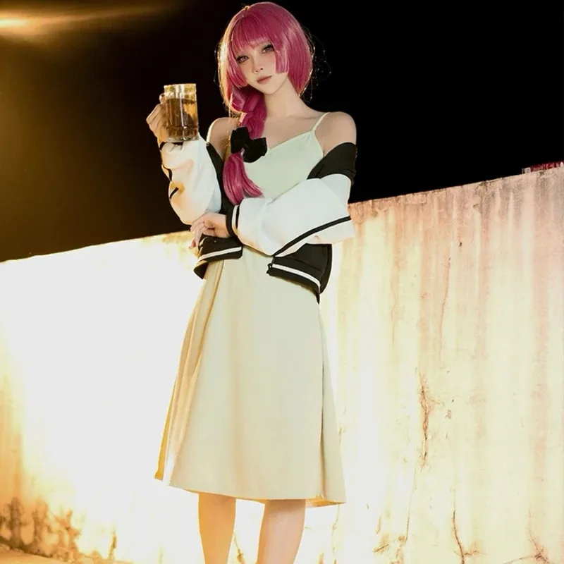 

COSda@BOCCHI THE ROCK Kikuri Hiroi Cosplay Costume Wig Shima Iwashita Baseball Uniform Anime Hoodie Zipper Jacket Dress Outfit W