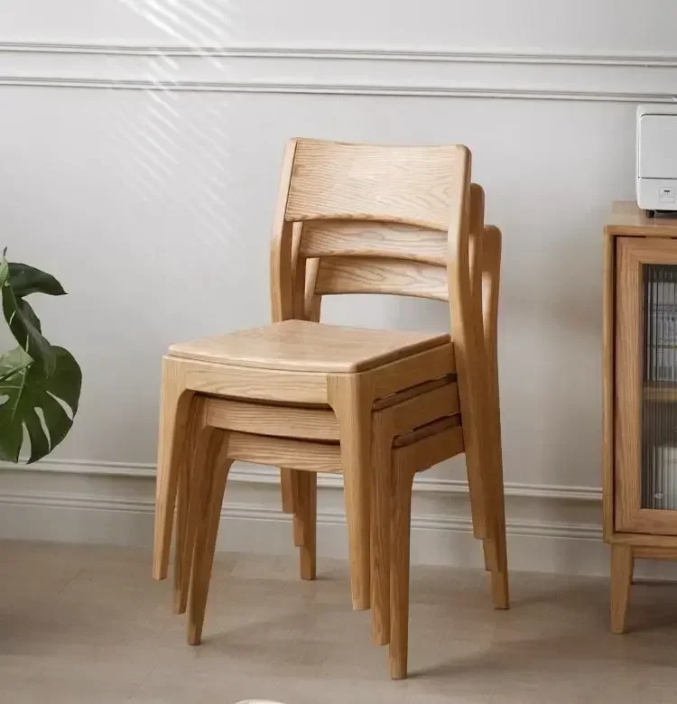 Nordic stackable solid wood dining chair small apartment stool designer restaurant home back chair comfortable stackable