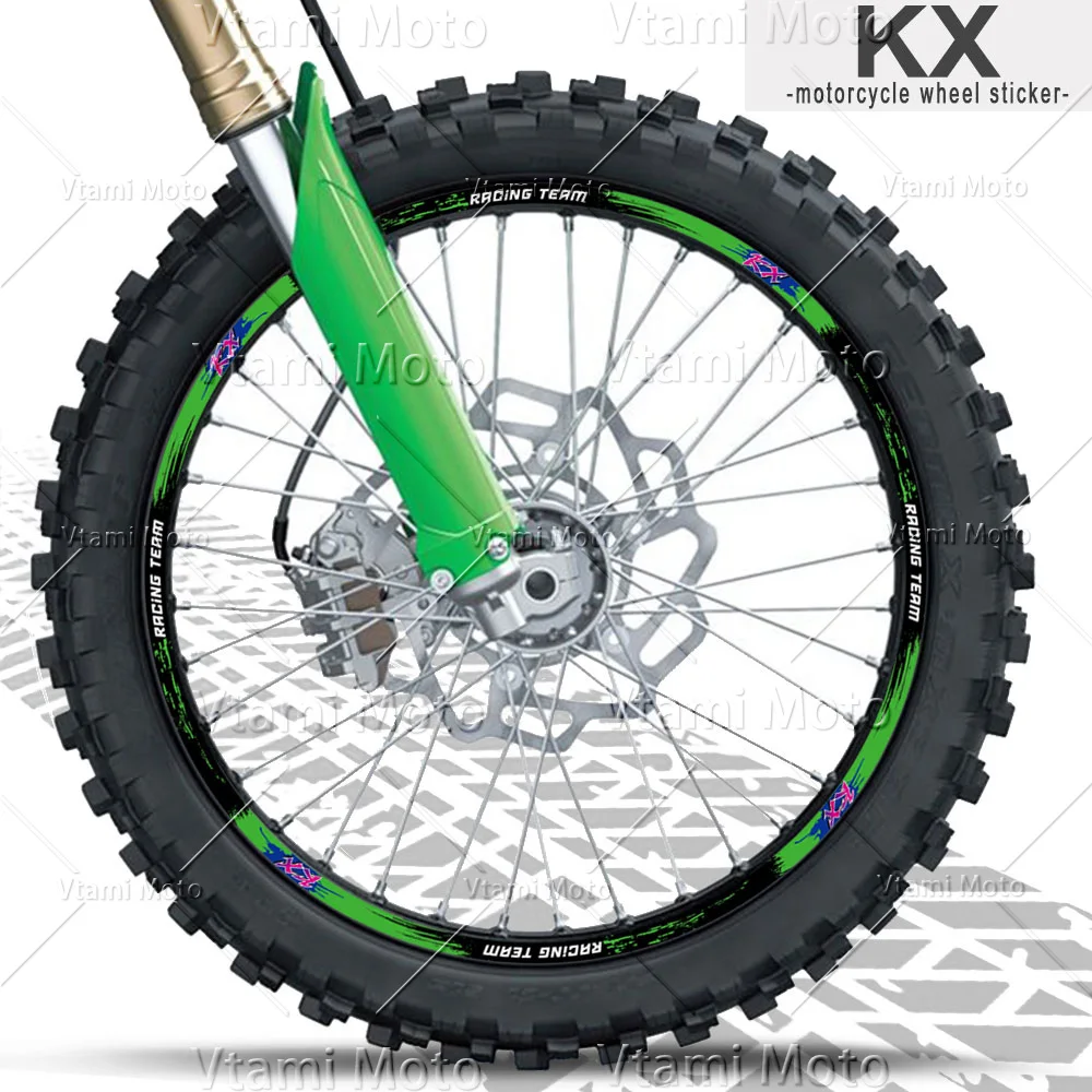 Reflecterende Motorwielsticker Motorcross Velg Stickers Voor Kx 450 125 500 250x 450x Kx450sr Kx250f Kx450f