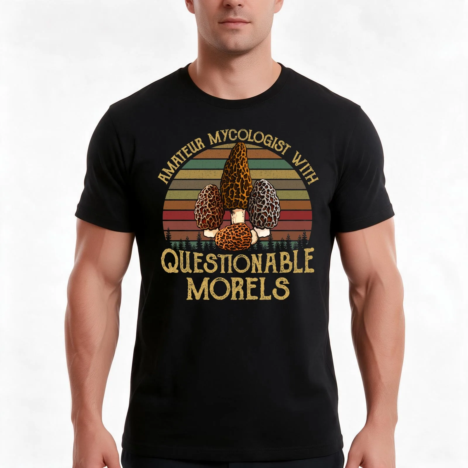 Amateur Mycologist With Questionable Morels T-Shirt, Summer Casual Cotton Tee, Oversized Streetwear Tops, Vintage Graphic Print