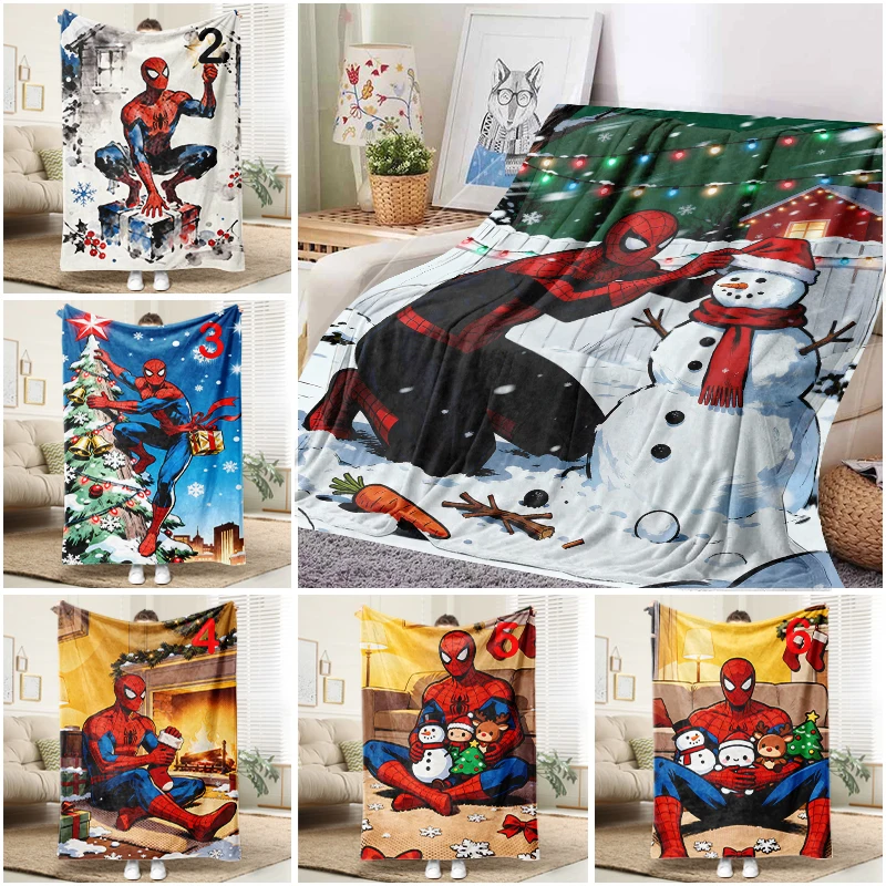 

Marvel Spiderman Snowman Blanket Flannel Throw Warm Sofa Bed Cover Superhero Home Decor