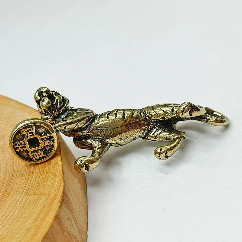 1PC Statue Figurine Wealth Brass Decor Prosperity Chinese Style Ornament Qilin Dragon Luck Animal Fengshui Vintage