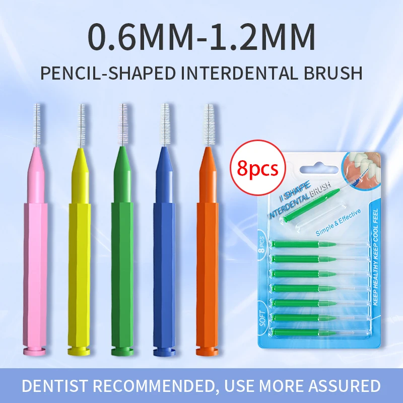 8Pcs I Shaped Interdental Brush Toothpicks Orthodontic Clean Between Teeth Nylon Soft Brush Inter Dental Picks