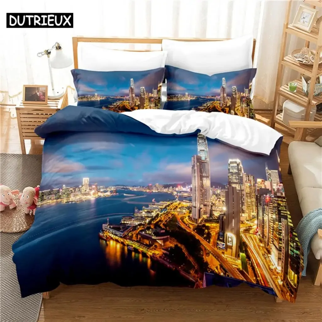 

Seaside City Bedding Set Duvet Cover Set 3d Bedding Digital Printing Bed Linen Queen Size Bedding Set Fashion Design