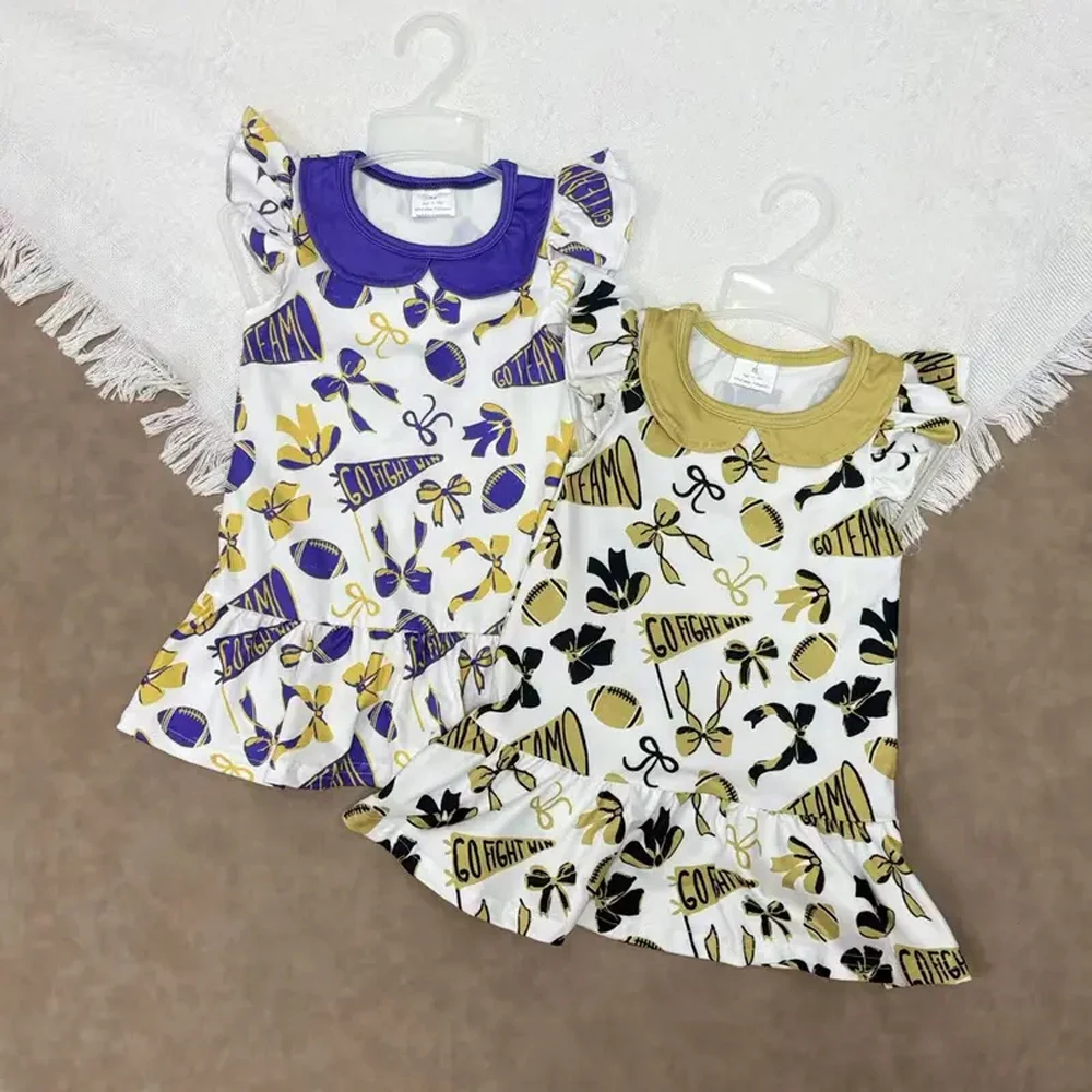 

z93-06 GSD2782 New Arrival children clothing girls dresses Bow flying Sleeve Dress Wholesale Summer Boutique baby girl clothes