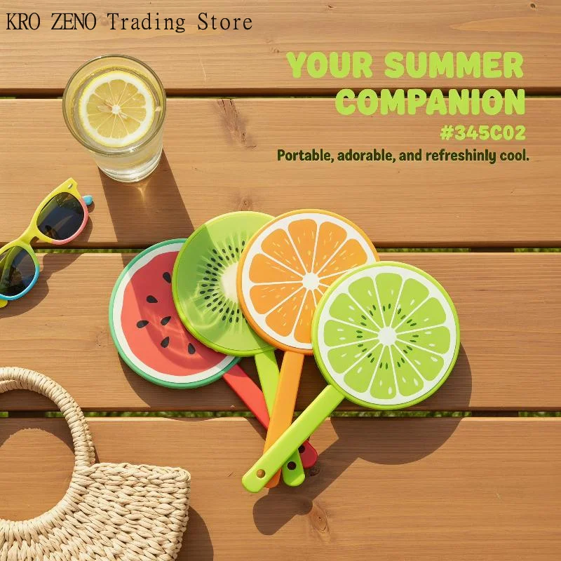 Portable Round Foldable Hand Fans Cartoon Foldable Design Handheld Folding Fan1pcs New Round Shape Fruit Style Cooling Fans