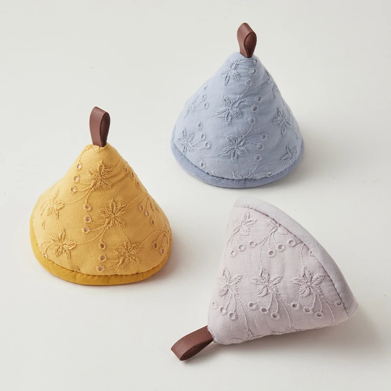 Kitchen Fabric Pot Cap Mini Oven Mitt Triangle Pot Cover Handle Anti-scalding Lid Casserole Microwave Heat Insulating Gloves