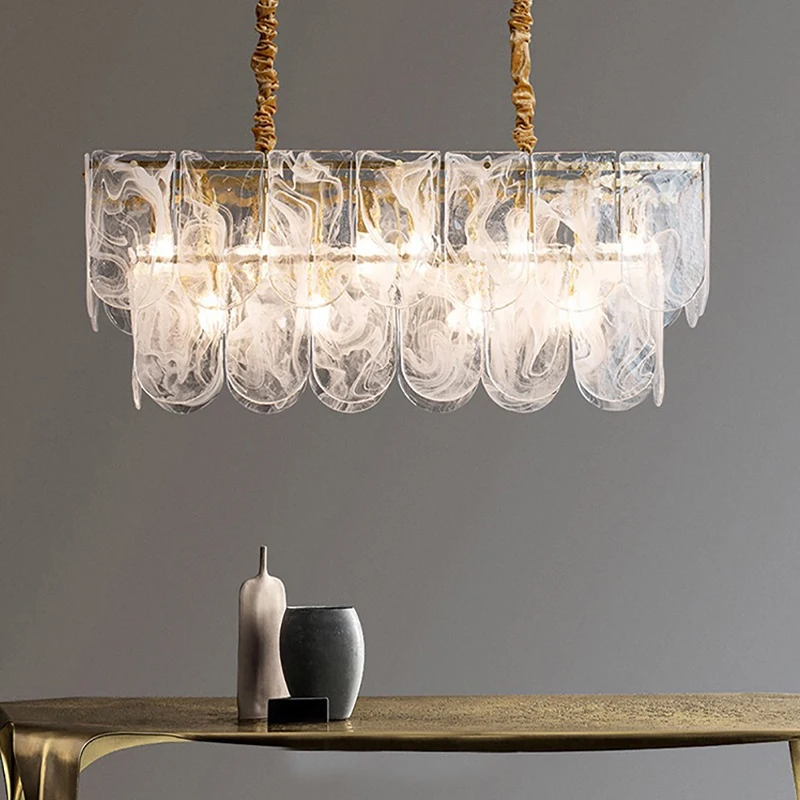 Cloudy Glass Romantic Artistic Ceiling Chandeliers 2024 Modern Home Hanging Lamps for Living Room LED Lighting Fixture Luminaria