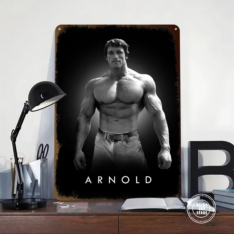Arnold Schwarzenegger Metal Poster Customized Wall Art Retro Vintage Metal Tin Signs for Bedroom Decoration Gaming Desk Decor