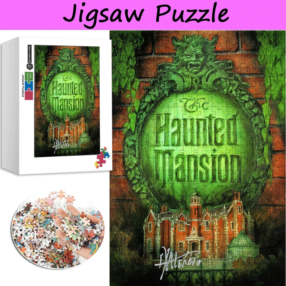 300/500/1000 Pieces Disney Cartoon Puzzles The Haunted Mansion Jigsaw Puzzle Children's Handmade Games Adult Decompression Toys