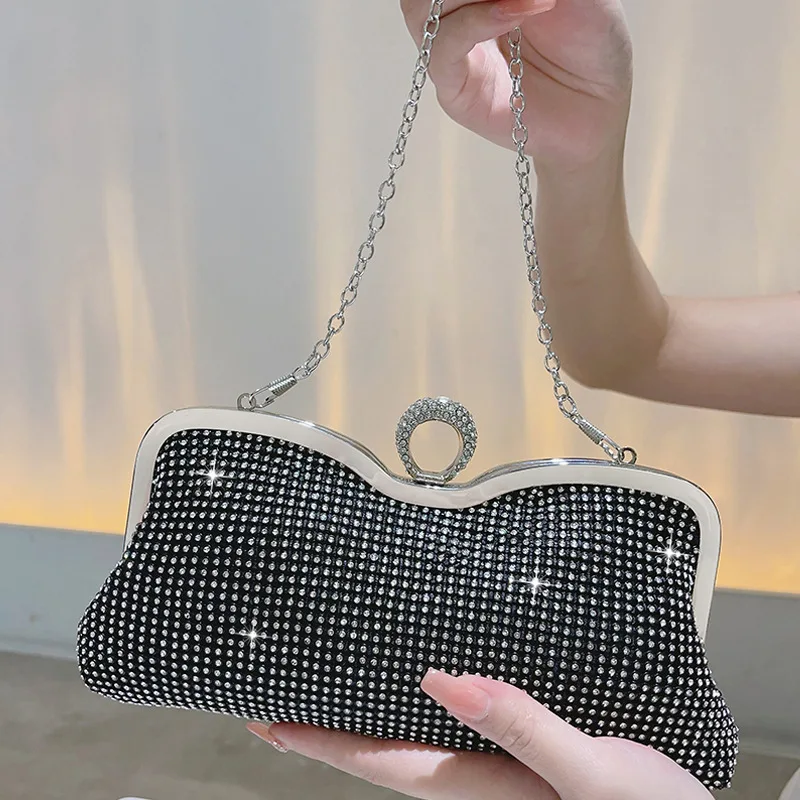 

Luxury Diamond Clutch Bag for Women Shiny Cocktail Purse Wedding Dress Handbag Elegant Party Evening Shoulder Crossbody Bag