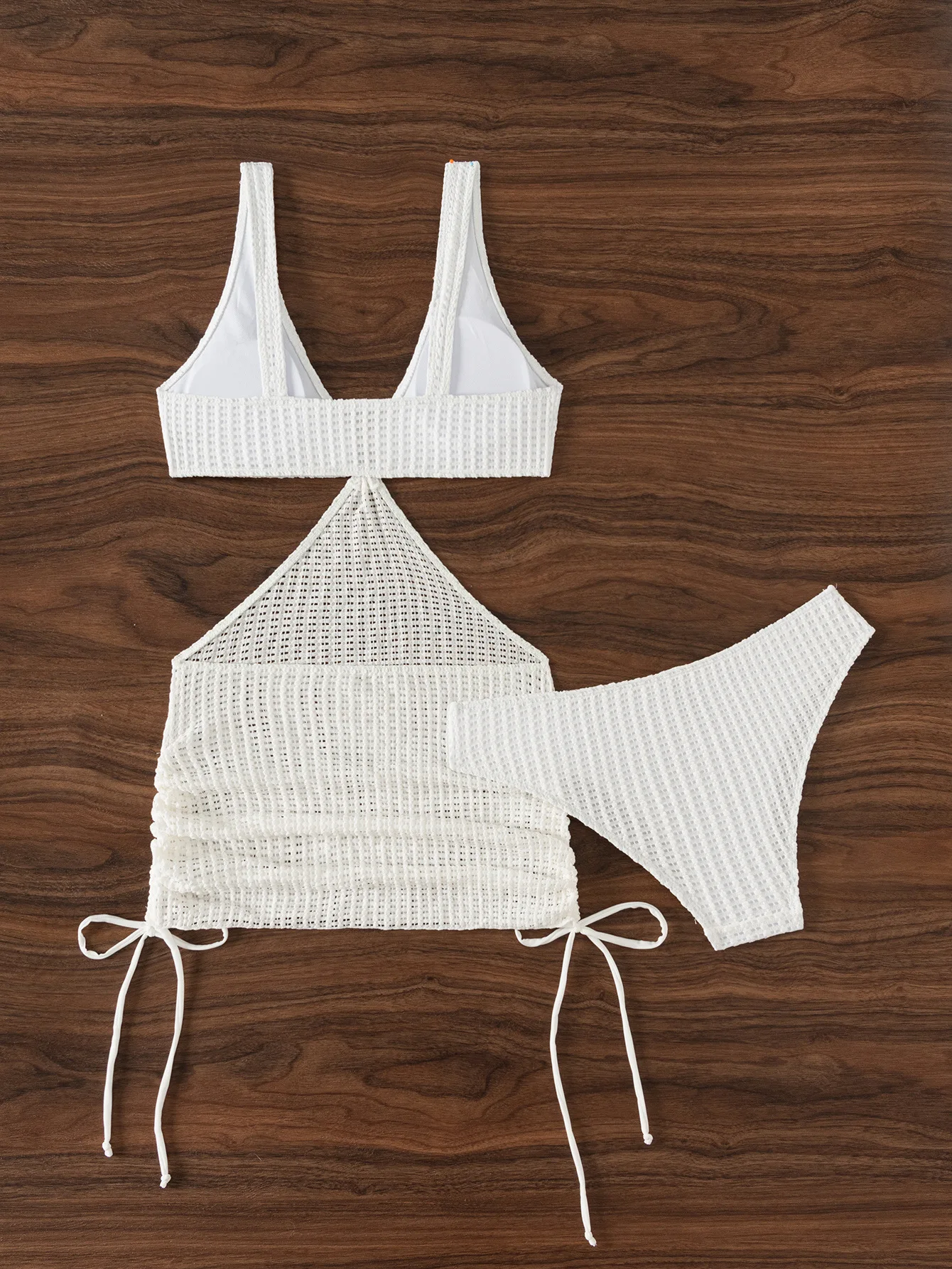 Summer New Sexy Solid Color Knitted Hollow One-piece Bikini Women's Swimsuit