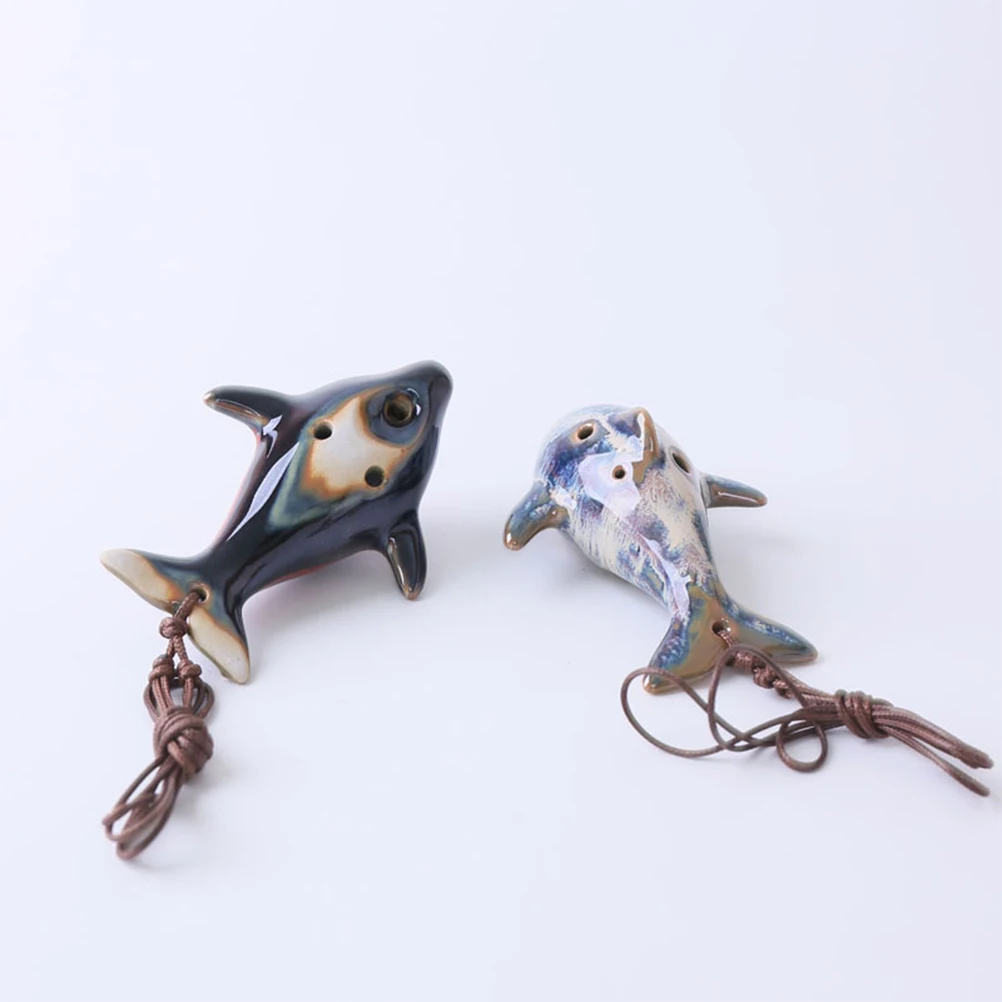

1pc 6 Holes Ceramic Ocarina Flute Musical Instrument Portable Colorful Whistle Lovely Fish Shape Tiny Size For Kids