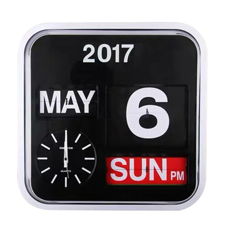 For Minimalist Retro Large Automatic Flip calendar Wall Clock For Home Decoration